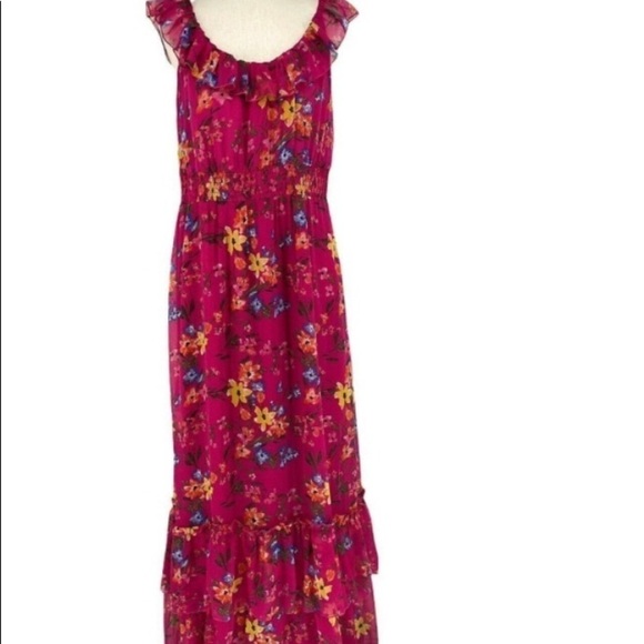 Old Navy.  Pink Floral Tiered Maxi. Size L. Tall. - Picture 2 of 10